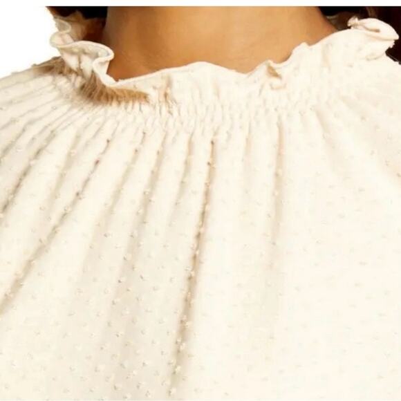 Madewell cream swiss-dot mock neck blouse - Picture 3 of 8